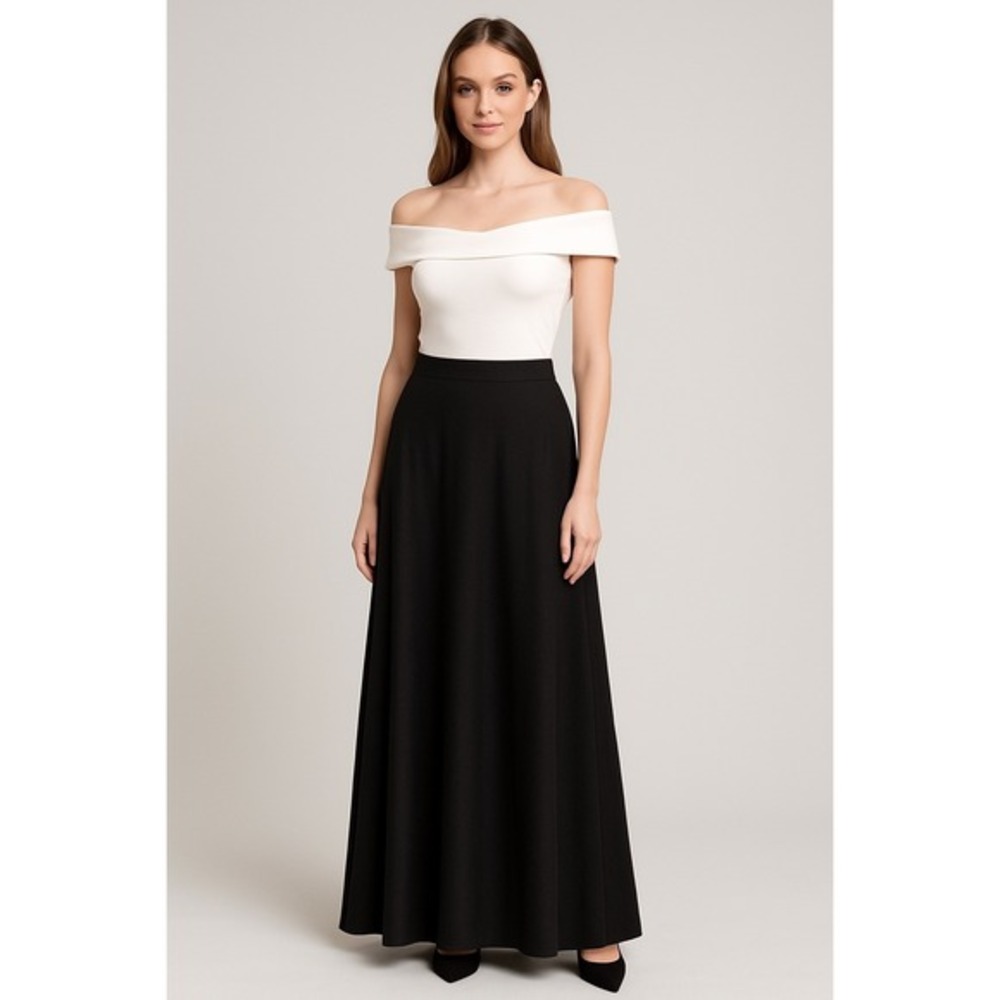Papell Boutique Evening Black Sheer Maxi Skirt 14 Formal Cocktail Glam 83-05
